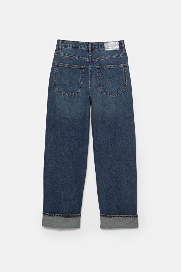 Paçası katlamalı baggy jean - 9