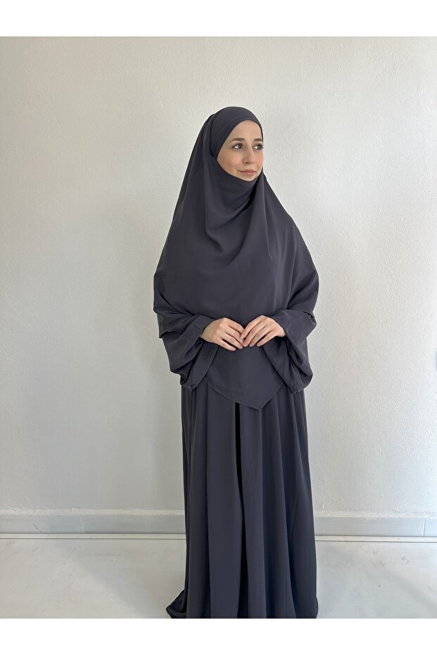 Two-Layered Sufle & Robali Dress Set Medi̇ne Silk Tesettür Dress
