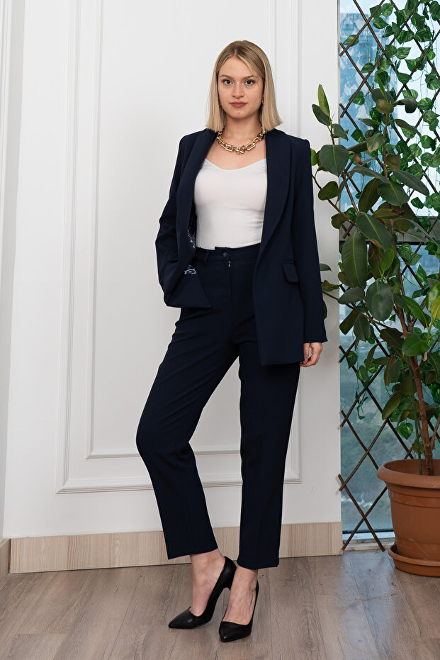 طقم بنطلون وسترة كلاسيكية منقوشة من أستاري 1273 - 3