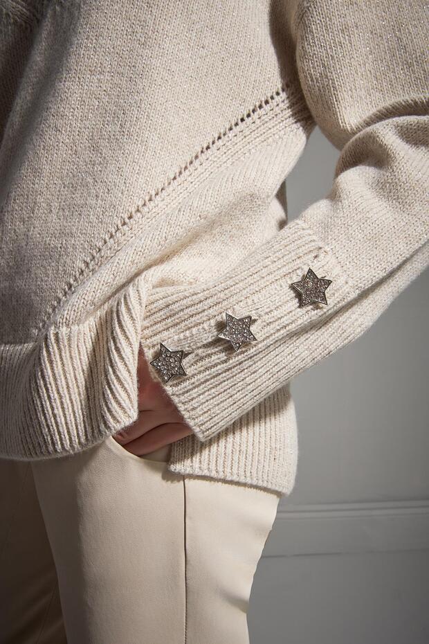 V Yaka Simli Bej Triko Kazak - 4