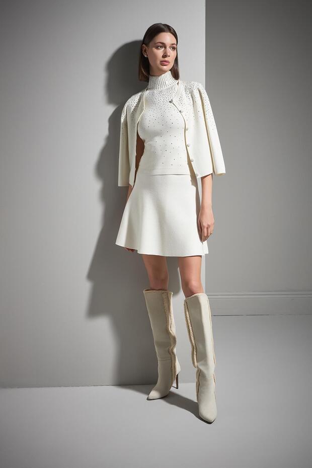 Kloş Mini Triko Etek - 4