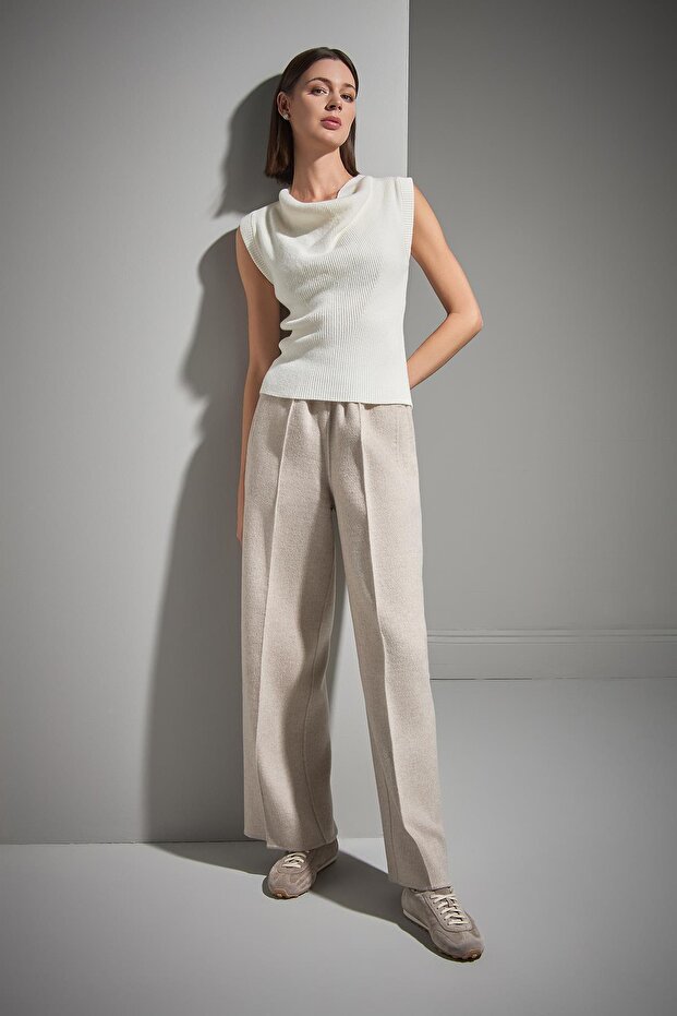 Degaje Yaka Ekru Triko Bluz - 3