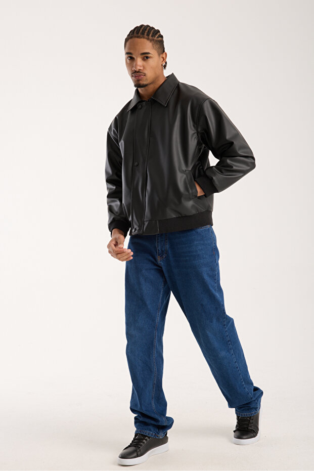 Leather Jacket with Buttons - 4