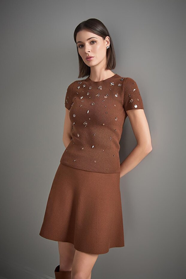 Kloş Mini Triko Etek - 5