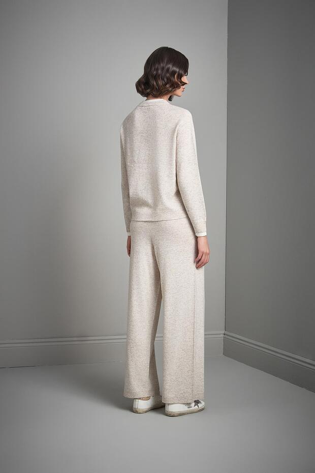 Çift Kat Detaylı Bej Triko Kazak - 6