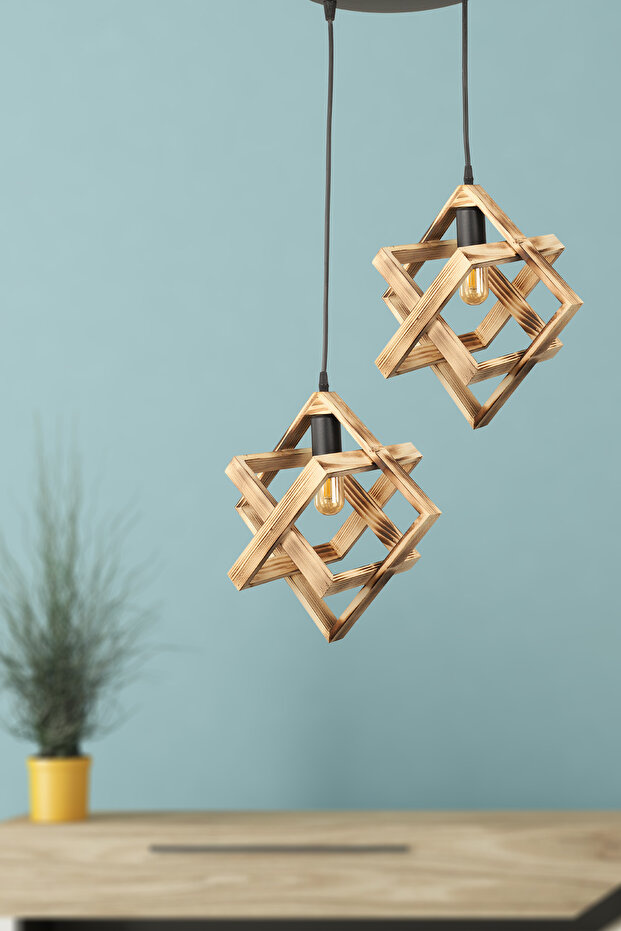 Kareli 2.Li Ahşap Avize - 1