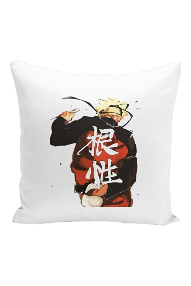 Naruto Cartoon Character Printed Decorative Pillow White/Red/Black 16x16inch