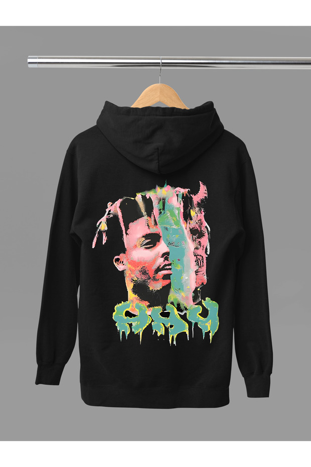Juice World Printed Cotton Long Sleeve Ribbed 3-Ply Hooded Rapper Sweatshirt