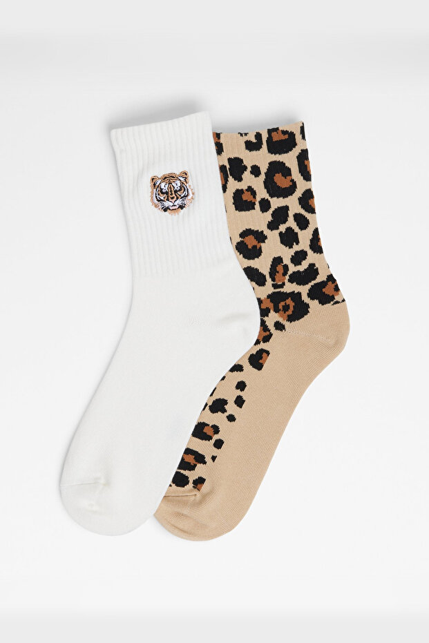 WILDPAWS - Kadın Kahve Örme Çorap - 1