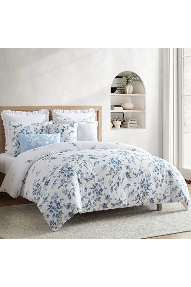 Cascade Blue | طقم لحاف قطن 100% مزدوج 11 قطعة