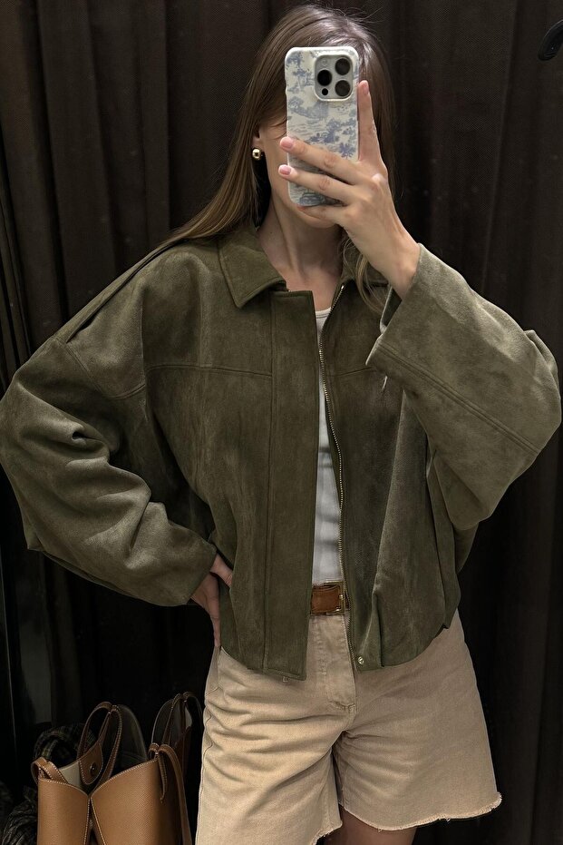 Suede Look Bomber Jacket - 2
