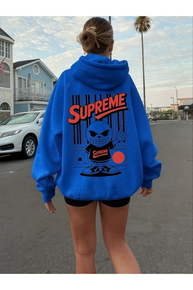 Unisex Supremee Colorful Custom Printed Cotton Oversize Hooded Sweatshirt