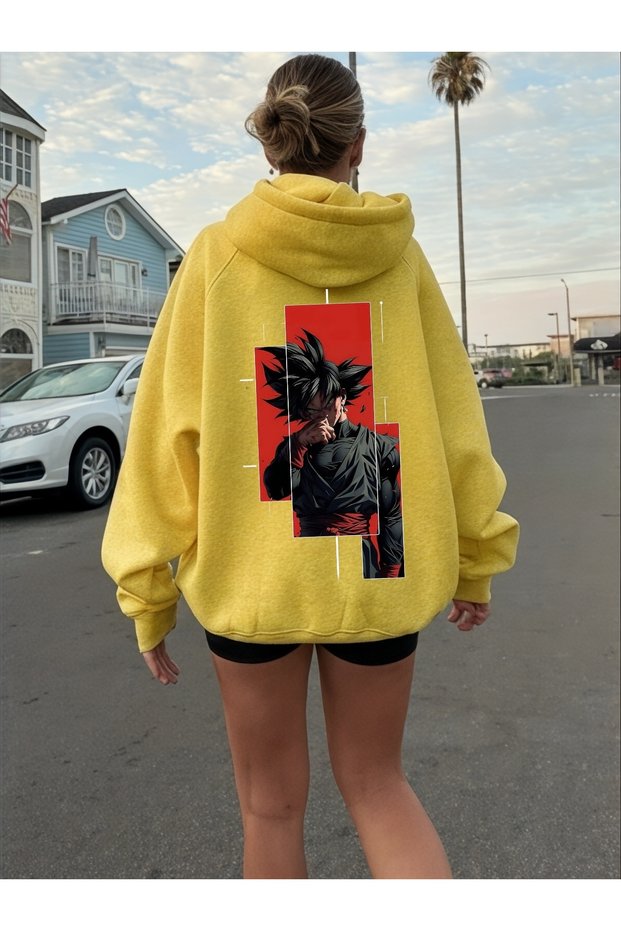 Unisex Dragon Ball Colorful Custom Printed Cotton Oversize Hooded Sweatshirt