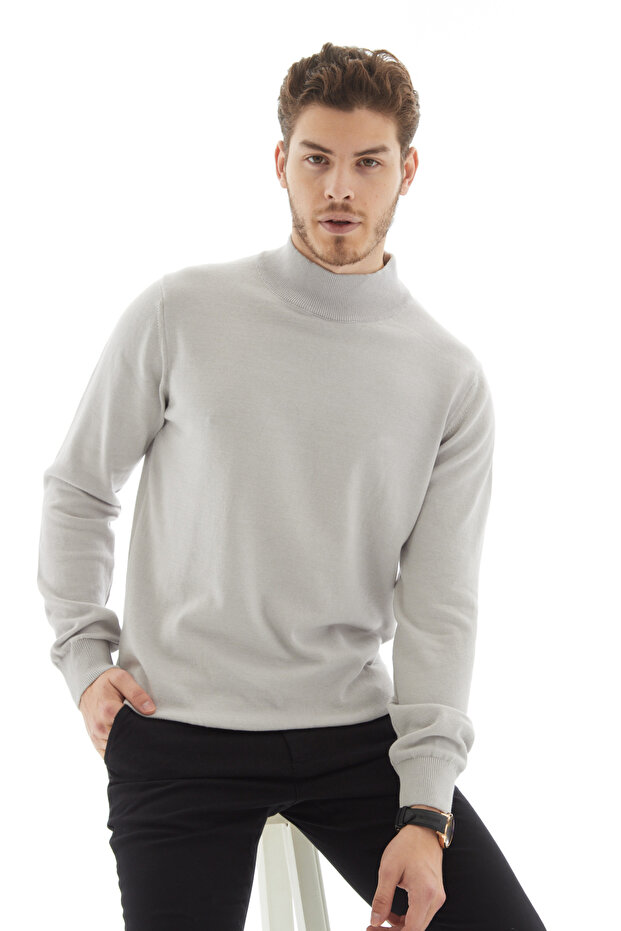 Men's Turtleneck Knit Sweater — Classic Knit Antelias Gray