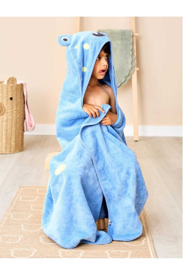 Outlet Product Cotton Baby Girl-Boy Bath Towel Swaddle Large Size 130X70Cm Blue/Beast