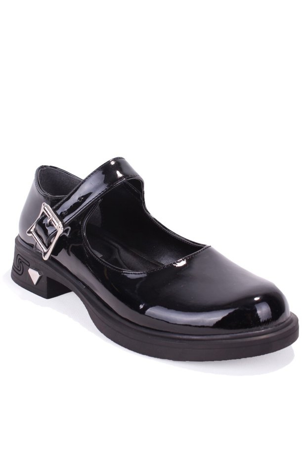 Dza07-1004V01 Black Patent Leather Casual Loafer Women's Shoes