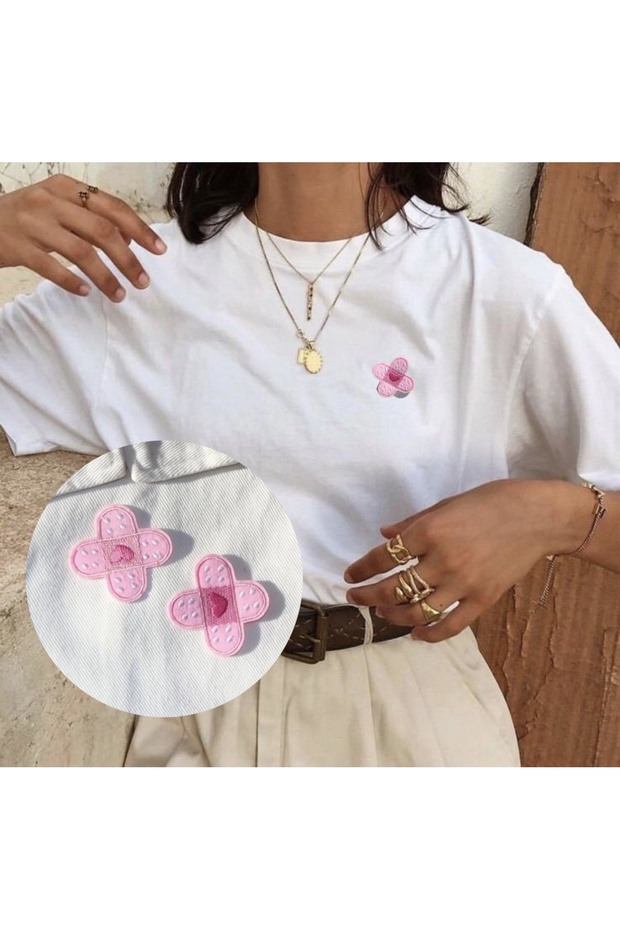 Heart Band 💔 💕 Embroidered Band-Aid Punch/Patch – 5 cm
