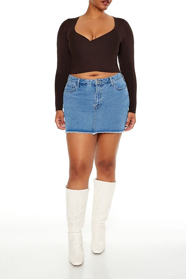 Plus Size Kruvaze Yaka Bluz - 4