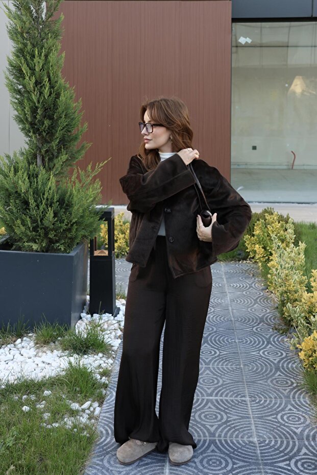 Acı Kahve Morris Kırçıllı Kaşe Ceket - 8