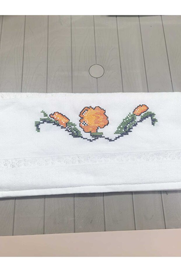 Handmade, Handcrafted Cross Stitch Embroidery Towel 50X90 Velvet 240Gr Premium Luxury