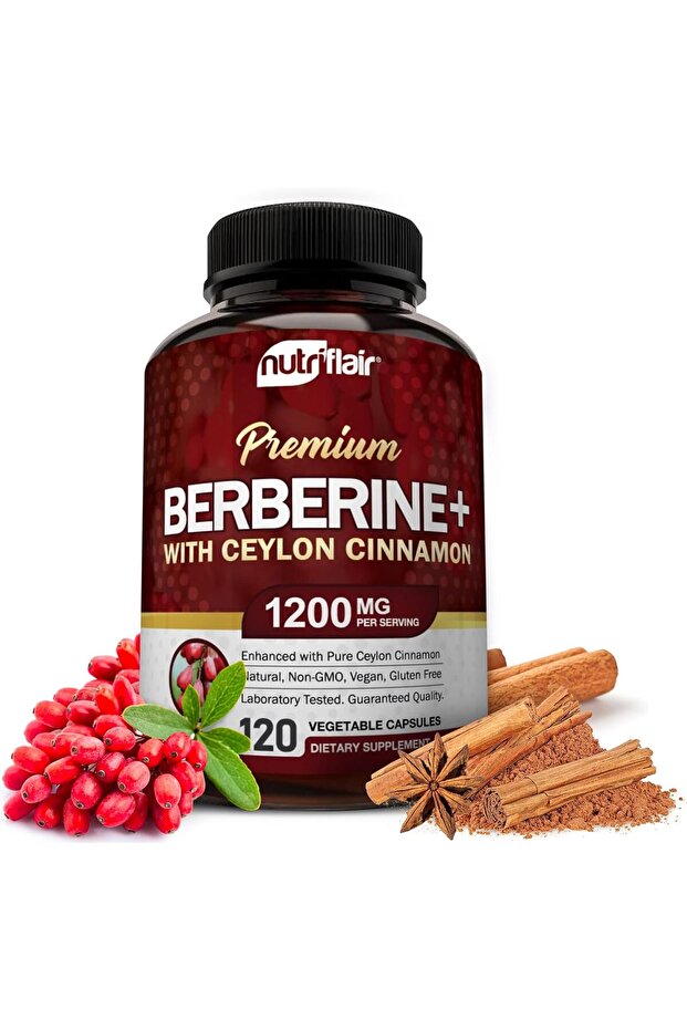 Premium Berberine HCL 12O0 mg, 12O Capsules - Plus Pure Ceylon Cinnamon, Berberine HCI Su