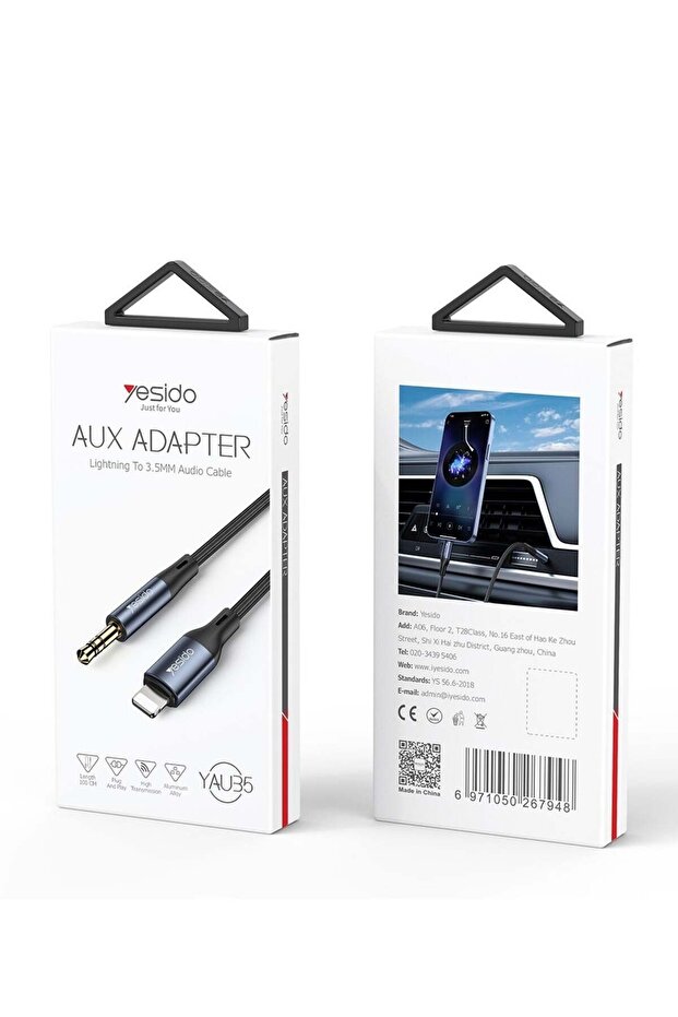 YAU35 Lightning to 3.5mm AUX Audio Adapter Cable – Black