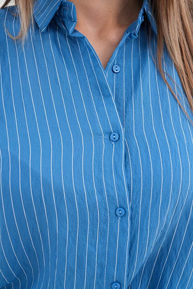 Çizgili Basic Gömlek - 8