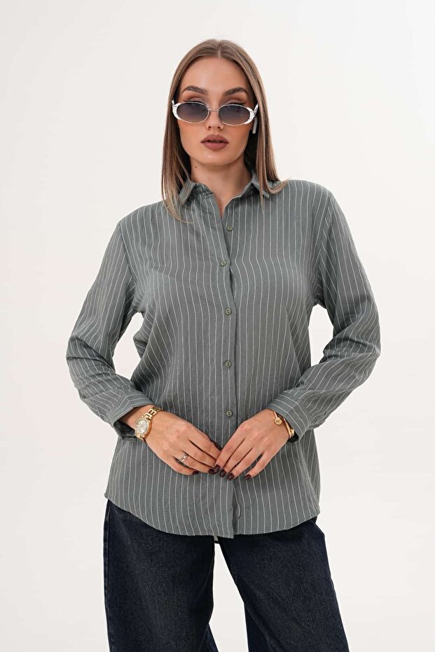 Çizgili Basic Gömlek - 3