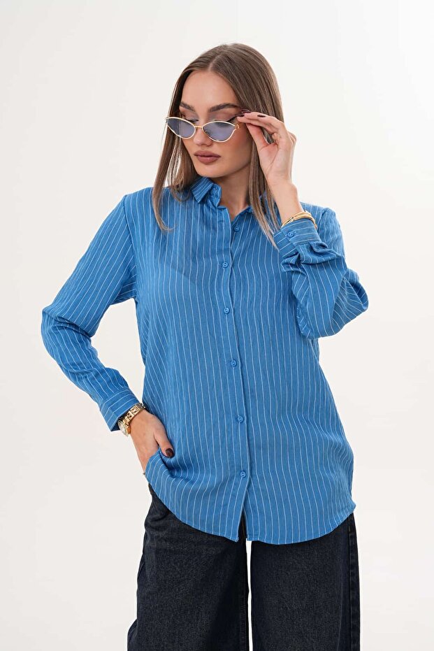 Çizgili Basic Gömlek - 3