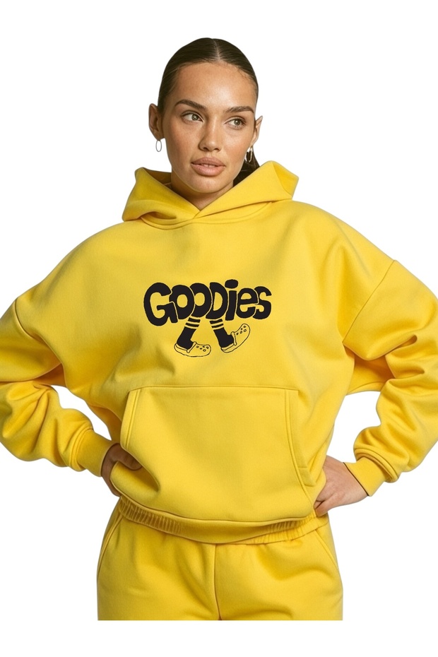 Unisex Goodies Colorful Custom Printed Cotton Oversize Hooded Sweatshirt