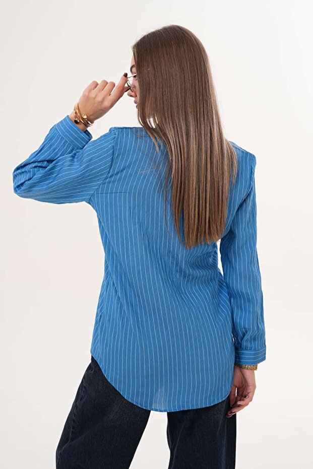 Çizgili Basic Gömlek - 5