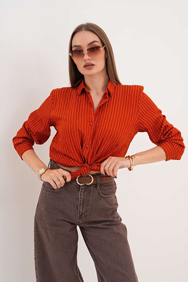 Çizgili Basic Gömlek - 6