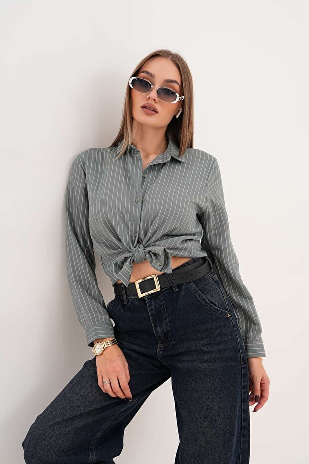 Çizgili Basic Gömlek - 6