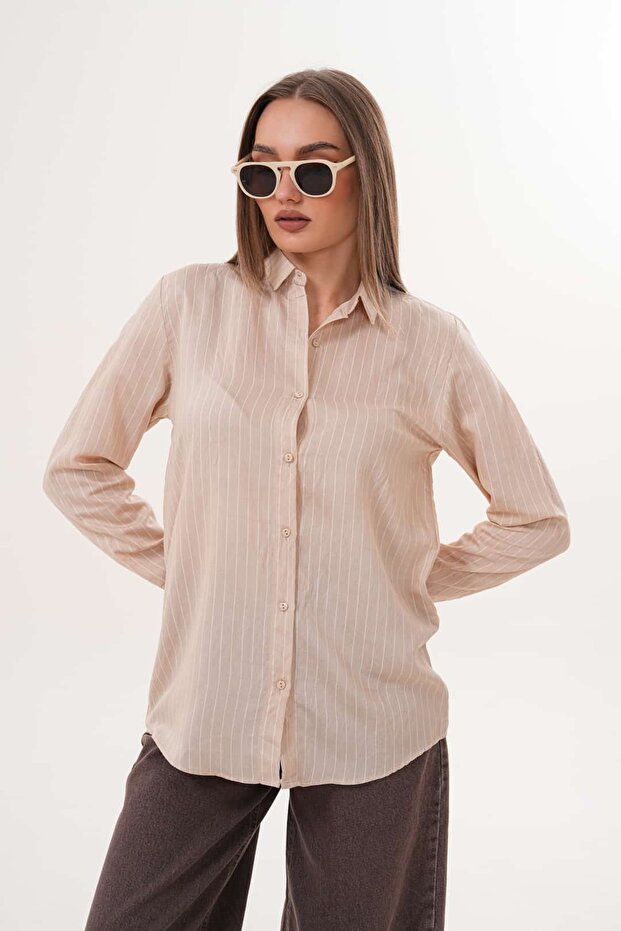 Çizgili Basic Gömlek - 2