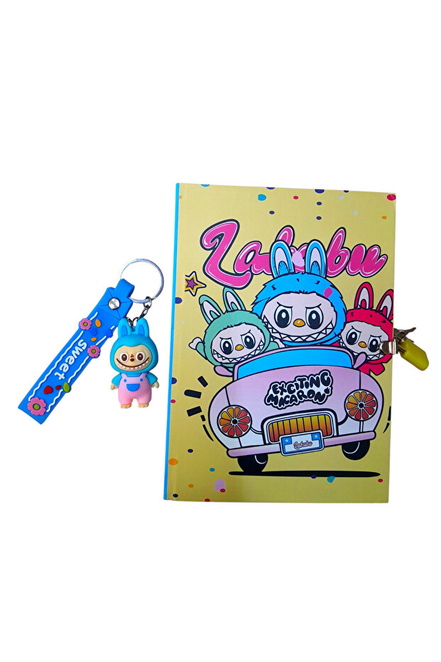 Labubu Character Locked Commemorative Daily Memory Notebook - Silicone Labubu Keychain - 1