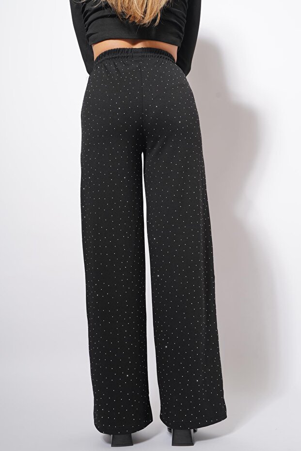 Cerli Taş İşlemeli Eşofman Siyah - 4