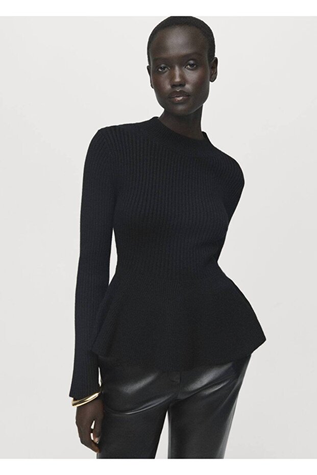 Ribbed Peplum Sweater