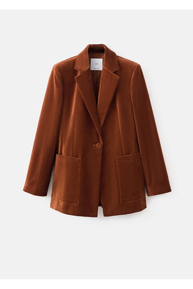 Cepli kadife blazer ceket - 3