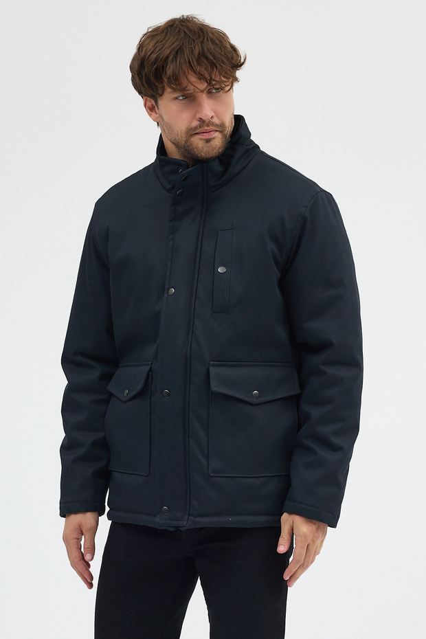 Erkek Lacivert Dik Yaka Pamuklu Mont - 8