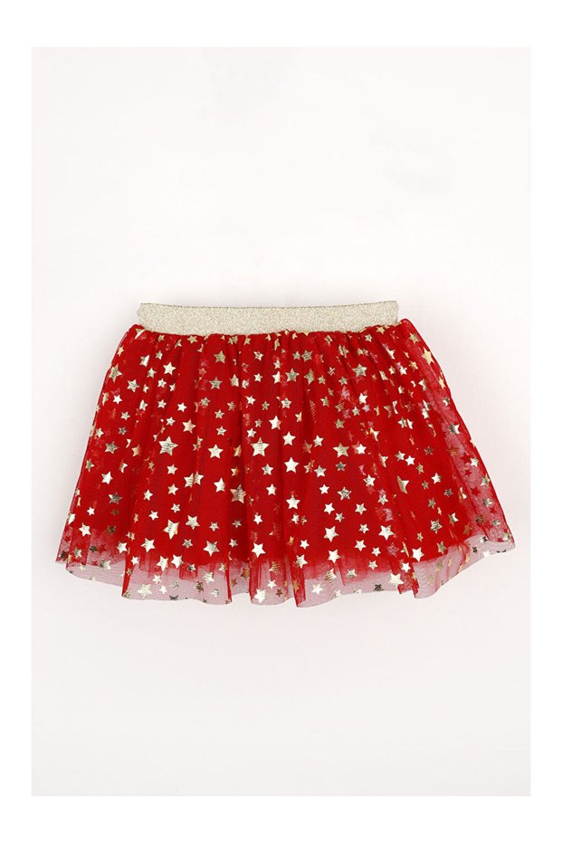 Rmz Gi̇yi̇m Farkiyla Red Star Printed Girls' Tulle Skirt - Pauline