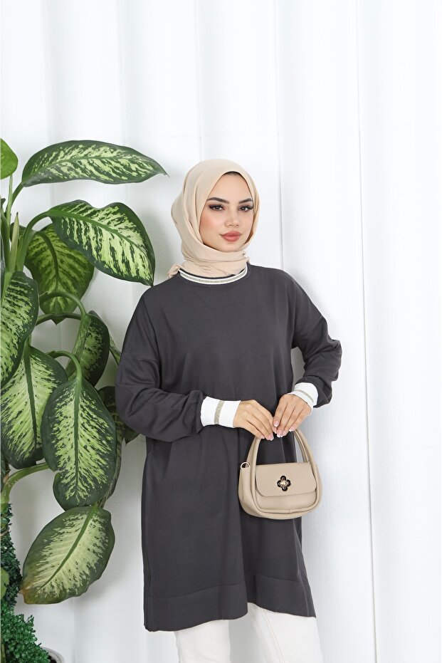 Sim Detaylı Merserize Tunik - 4