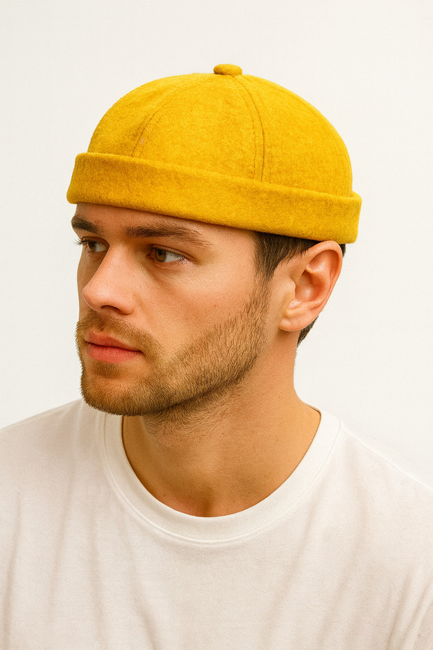 Yün Dokulu Unisex Balıkçı Şapka – Vintage Docker Model - Astarlı - Cırtlı - 1