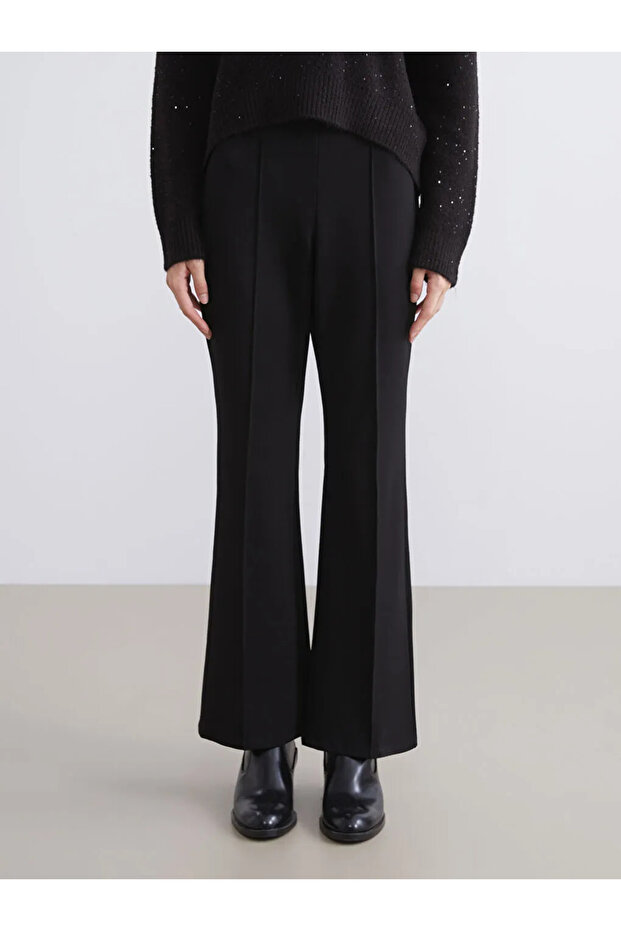 LCW Modest Siyah Beli Lastikli Ispanyol Paça Kadın Pantolon - 1