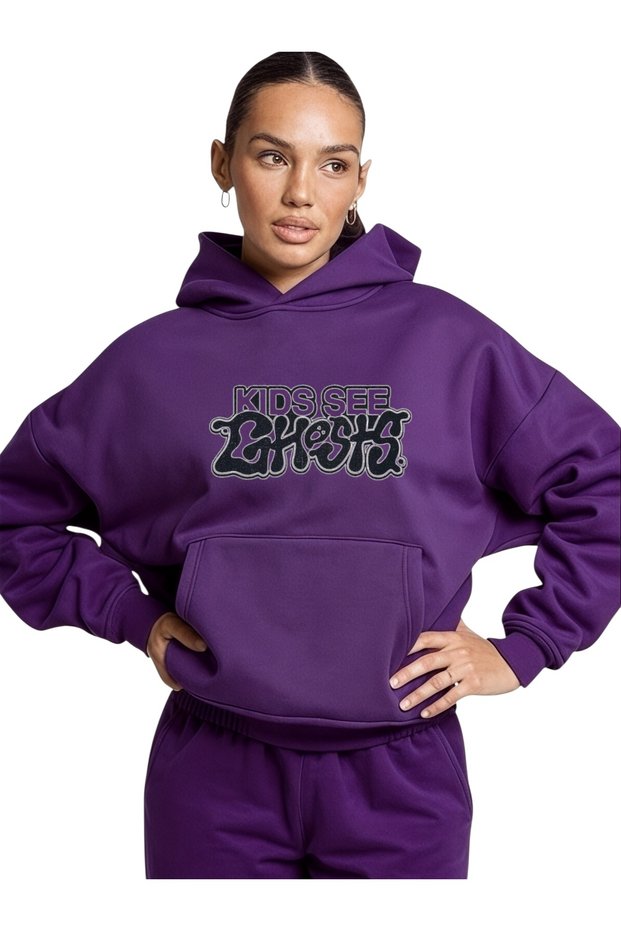 Unisex Ghosts Colorful Custom Printed Cotton Oversize Hooded Sweatshirt