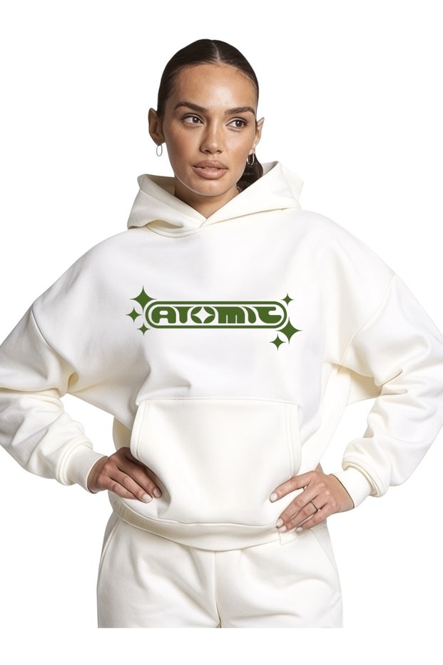 Unisex Atomic Colorful Custom Printed Cotton Oversize Hooded Sweatshirt