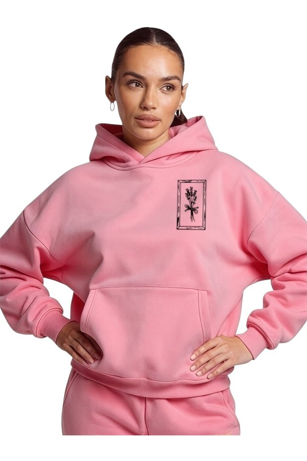 Unisex Yanda Floral Colorful Custom Printed Cotton Oversize Hooded Sweatshirt