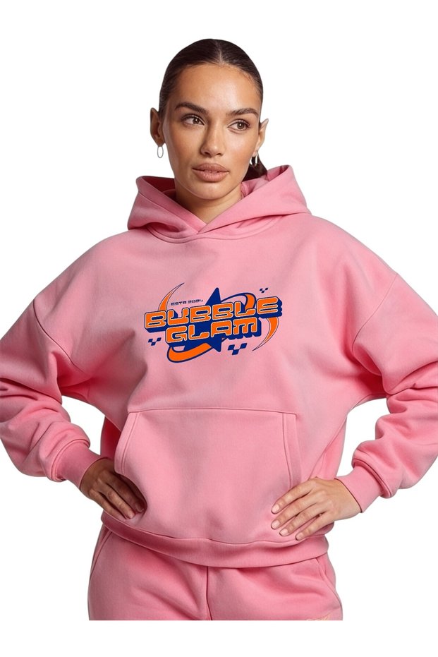 Unisex Bubble Glam Colorful Custom Printed Cotton Oversize Hooded Sweatshirt
