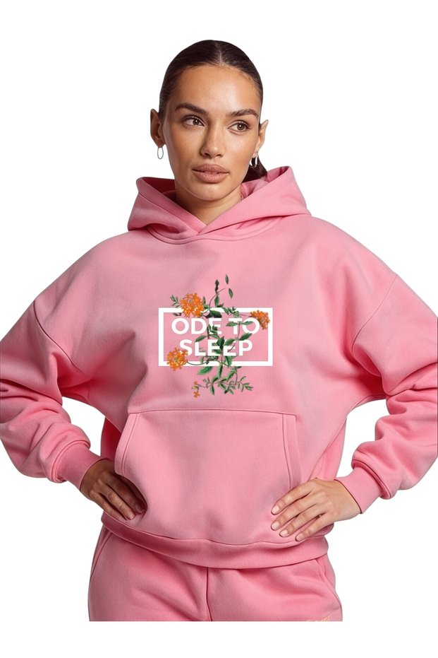 Unisex Sleep Floral Colorful Custom Printed Cotton Oversize Hooded Sweatshirt