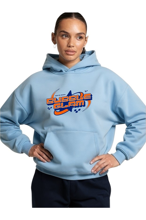Unisex Bubble Glam Colorful Custom Printed Cotton Oversize Hooded Sweatshirt