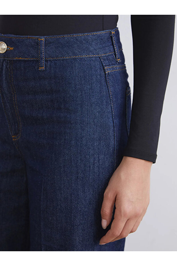 RAŞİT BAĞZIBAĞLI X Indigo Wideleg Kadın Jean Pantolon - 3